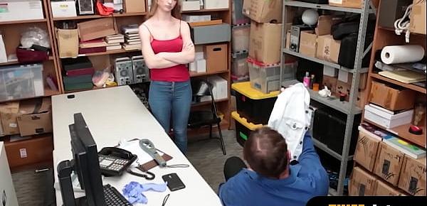  Anorexic shoplifter chick punished hard by a huge cock